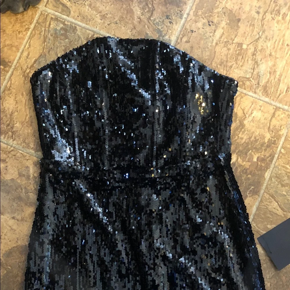 Lulu's Black Sequin Strapless Prom Dress - Picture 4 of 10